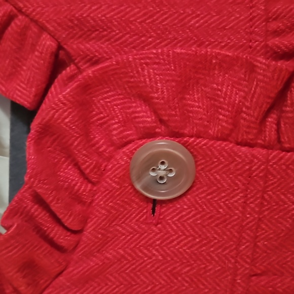 J Crew Heather Red Tweed Ruffled Blazer Jacket sz 6T - Picture 4 of 6